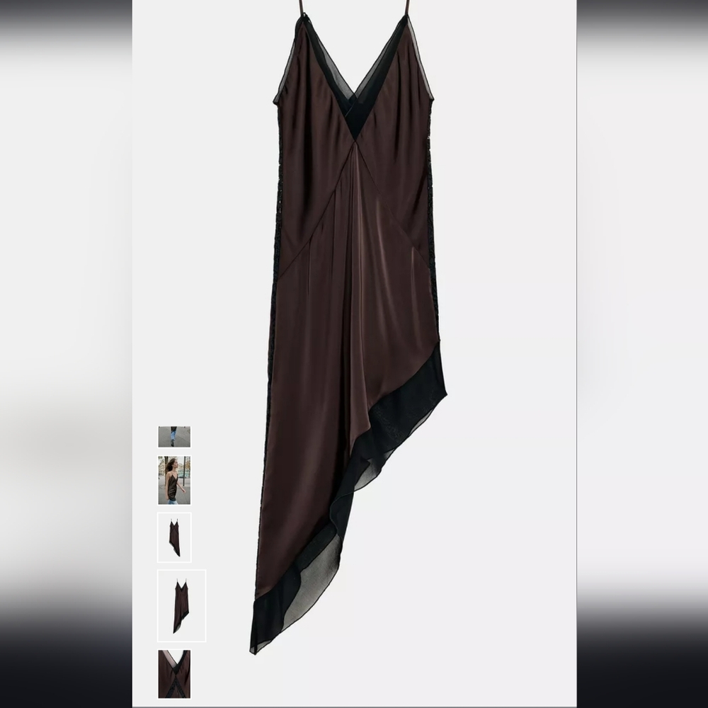 Zara Brown Asymmetrical Dress - Picture 6 of 10